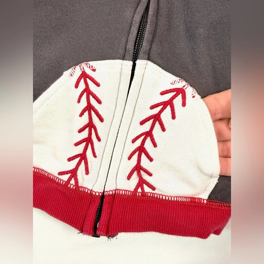 GYMBOREE Baby Boys’ Red Baseball Pocket Slugger Raglan‎ Full Zip Hoodie 6-12M